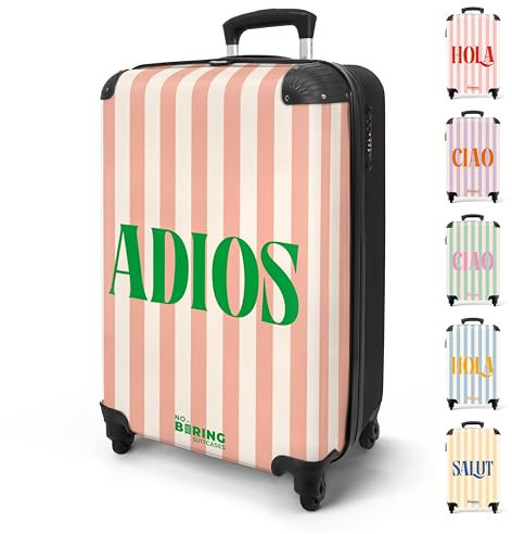 NoBoringSuitcases.com® Handgepäck Koffer 55x40x20 Personalisiert - Reisekoffer mit Rollen, Leichtgewicht Hartschalenkoffer, Trolley Kabinengepäck EIN-Wort-Zitat in 6 Farben, Koffer für Flugzeug