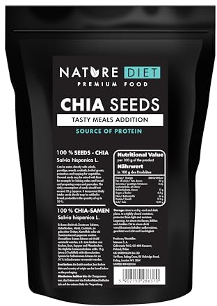 Nature Diet- Semi di Chia 1000 g | Salvia Hispanica | Ad alto contenuto di Omega-3 | Fonte di fibra
