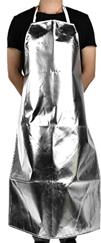 ZenithAur Hitzebeständige Schürze für Grill und Grill, Sicherheits-Arbeitsschürze aus Aluminium, 1000-Grad-Schutz, leistungsstarke hitzebeständige Schürze