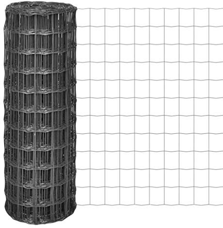 Xichuzi Eurozaun, Maschendrahtzaun, Zaunpfosten, Gartenzäune, Gartenzaun Komplettset, Zaun Garten, Katzenzaun, Hühnerzaun, Stahl 25 x 1 m Grau