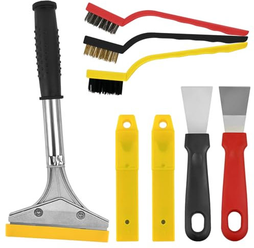 Tapetenentferner Set, Spachtel Set Mit 2 Schachteln Klingen, 22cm Tapetenschaber Mit 3 Drahtbürsten, Edelstahl Schaber Werkzeug Zur Fleckenentfernung, Klingenschaber Für Böden Und Wände