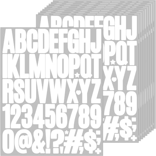 10 Blatt Buchstaben Aufkleber, 490 Stück Buchstaben Zahlen Aufkleber | 5cm Klebebuchstaben Groß Selbstklebend Wasserfeste Vinyl Sticker für Scrapbooking,Grußkarten,Briefkasten,DIY Dekoration