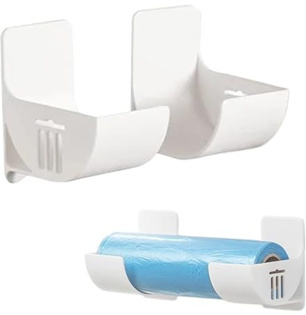 4 unidades sin troquelar organizador de cocina, caja de almacenamiento autoadhesiva, para puertas de armario, estante de pared, dispensador de bolsas de basura montado en la pared, organizador de