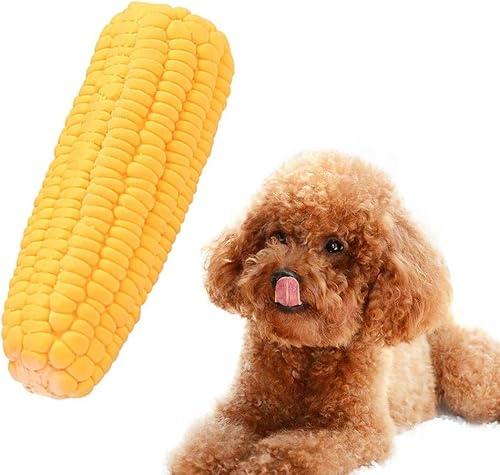 1 jouet à mâcher interactif en forme de maïs en latex jaune résistant aux morsures pour chien, jouet à mâcher agressif pour chiens de petite, moyenne et grande taille, jouet couineur pour chien