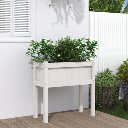 Generisch jiangboyue-837556 - Macetero con patas (70 x 31 x 70 cm, madera maciza de pino), color blanco