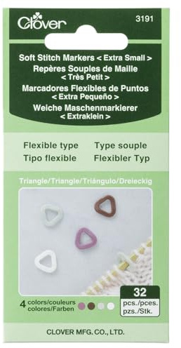 Clover Dreieckige Maschenmarkierer, 2,0-3,5 mm, weich, flexibel und ergonomisch für müheloses Stricken, einfaches Einführen der Nadel, minimale Garnstörungen, 100% Schlaufen- und spannungssicher