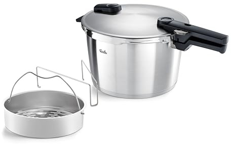 Fissler Vitaquick Premium/großer Schnellkochtopf (8 L, Ø 26 cm) m. Einsatz, Edelstahl-Dampfkochtopf, 2-Garstufen, Made in Germany - Induktion