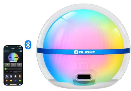 OLIGHT Sphere C RGB Rechargeable Smart Nightlight with App Control | 75 Lumens, Ambient Lighting, RGB and Stepless Dimming, Portable LED, for Kids, Parties, Camping, Reading, Bedrooms