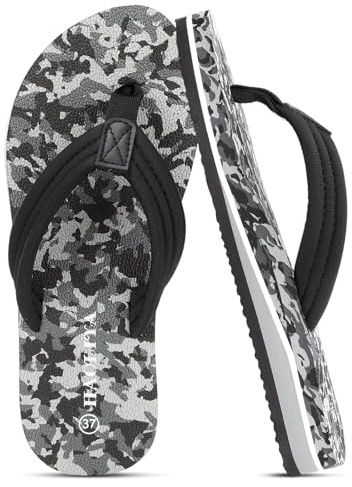 HAOLIRA Flip Flops damtyg mjuk ortopedisk tåavskiljare med båge-stöd lätt, bekväm, halkfria, sommar, strandsandaler, Kamouflage svart, 40 EU