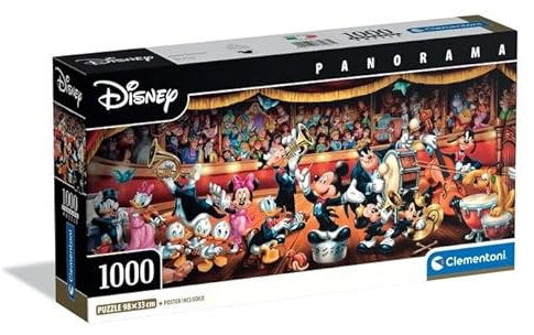 Clementoni - Puzzle pour Adultes 1000 Pièces, Panorama Disney Orchestra Compact Box, Fabriqué en Italie, 37067