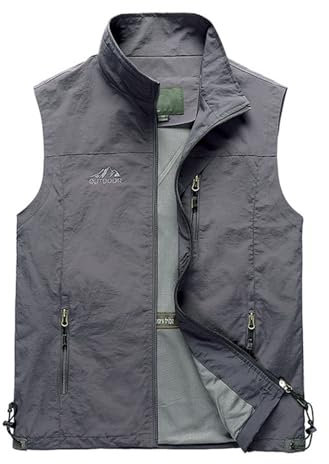 YOSUWOAI Sommerweste Herren Leicht Outdoor Weste Sommer Anglerweste Ohne Ärmel Jagdweste Camping Arbeitsweste Atmungsaktiv Sport Multifunktionsweste Dünne Softshelljacke mit Multi Taschen