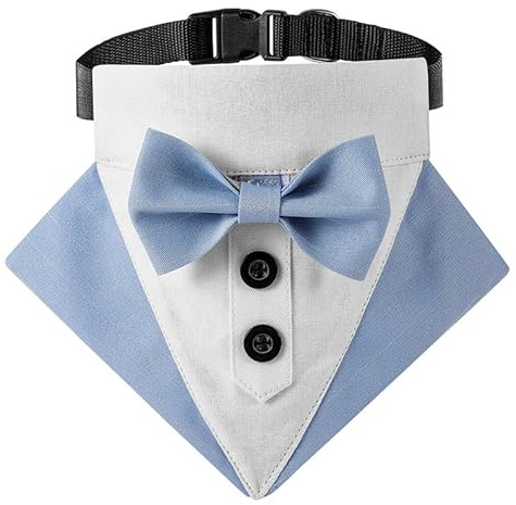 BT Bear Smokinghalsband für Hunde, formelle Hunde, Hochzeit, Bandana, Geburtstagskostüm für Katzen, Welpen, kleine Hunde, mittelgroße Hunde, Outfit, Party, Festival, Blau, Größe M