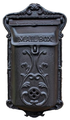 TentHome Wall-mounted Letterbox Mailbox Country House Wrought Iron Post Newspaper Letter Box Wall Decoration Bird Figure (Rust iron color-Hollowed Style)