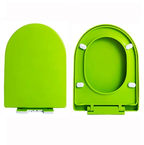 Brigtviee Abattant WC Frein de Chute, Siège WC en PP, Lunette WC Forme D/U, Couvercle WC avec Fermeture en Douceur, Facile à Nettoyer, Lunette de Toilette Coloré,Vert,36x44.5cm