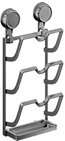 Xijobido Pot Lid Organizer - Wall Mount No Drilling Pot Lid Rack with Suction Cup - No Drilling Space-Saving Storage for RV Kitchenette Cabinet Door Pantry Corner Cooking Station