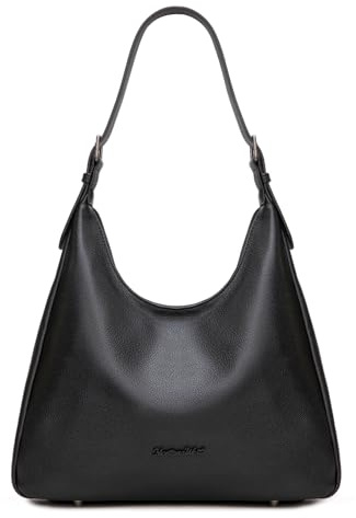 Montana West Hobo Bag Purse for Women Slouchy Casual Shoulder Handbags Purses Soft Vegan Leather Purse Tote Bag Everyday Work Ladies Black MWC-614BK