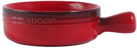 OIFAODAO, Keramisk instant nudelskål, keramisk soppskål med handtag, enkel Ramen-skål for 1 person, liten Pho-skål, rund bakform ，Keramisk nudelskål(Red)