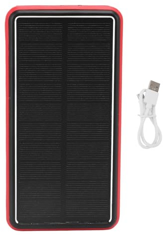 Aolidsive Solar Power Bank 50000mAh Caricatore Portatile in Lega di Alluminio con Luce da Campeggio a LED USB C Ricarica Rapida per Campeggio All'aperto Escursionismo di Emergenza (rosso)