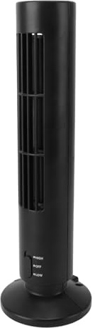 Qcwwy USB Tower Fan, 6 Inch Small Portable Bladeless Quiet Cooling Fan with 2 Speeds and Remote Control, for Desktop Home Office Bedroom (Black)