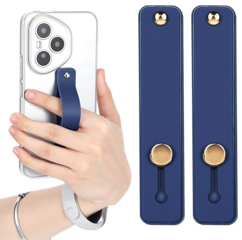 Ymapinc 2Pcs Phone Loops for Back of Phone Strap Grip Holder, Navy Blue | Silicone Kickstand Cellphone Finger Loop Grip for Most Mobile Phones and Cellphone Case