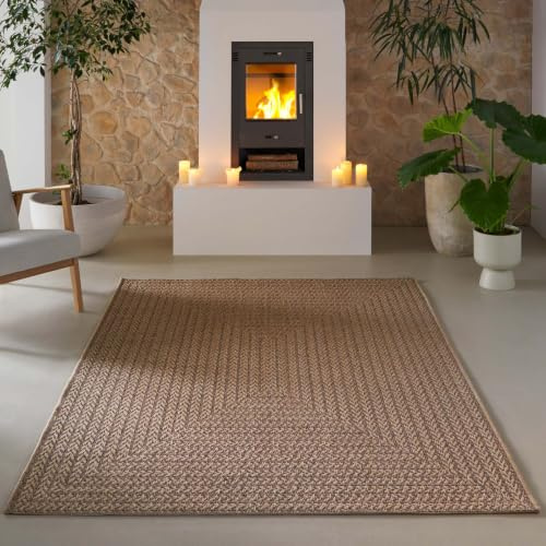 Taracarpet Indoor Outdoor Teppich wetterfest, robust, pflegeleicht im natürlichen Jute-Look, ideal für Wohnzimmer, Küche, Terrasse, Garten und Balkon Sumak Natur 80x150 cm