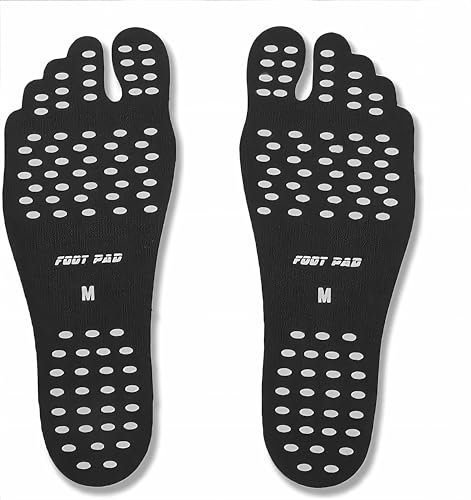 Olanstar Unisex Aufkleber Klebstoff Foot Pads Stick auf Sohle Anti-Rutsch Anti-Kratzer Wasserdicht Hitzebeständig Aufkleben Füße für Gehen, Strand, Schwimmen, Draussen rutschfeste Yoga Socken (5 Paar)