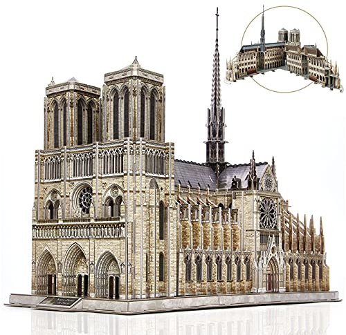 CubicFun 3D Puzzle Frankreich Notre Dame de Paris (Große) Architekturmodellbausätze Gotische Kirche Modellbau Geschenk für Erwachsene, 293 Stück | Große Architekturmodellbausätze, Gotische Kirche Modellbau, Geschenk Erwachsene