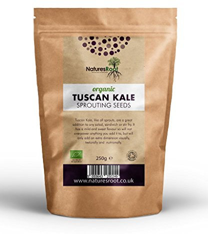 Natures Root Organic Kale Sprouting Seeds 250g - Nero di Toscana | Cavolo Nero | Black Cabbage | Tuscan Kale | Sowing Vegetable Seeds | Planting