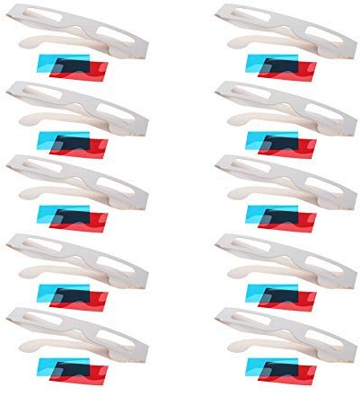 Othmro 10 gafas 3D de cartón de papel, rojo, azul y blanco, gafas 3D con marco para video virtual 3D, DVD, juegos, cómics e imágenes