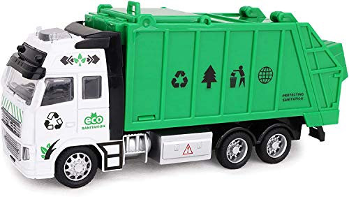 Toyland® 21cm Die Cast Pull Back Green Bin Lorry - Features Opening Top Latch & Back - Boys Friction Powered Truck Toys