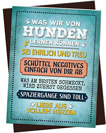 XL Kühlschrankmagnet mit Spruch: was wir von Hunden Lernen können