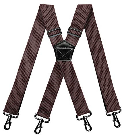 RIONA Herren Hosenträger Breit 3.8 cm mit 4 Karabinerhaken Lang Einheitsgröße für Männer und Damen Einstellbar und Elastisch X-Back Heavy Duty