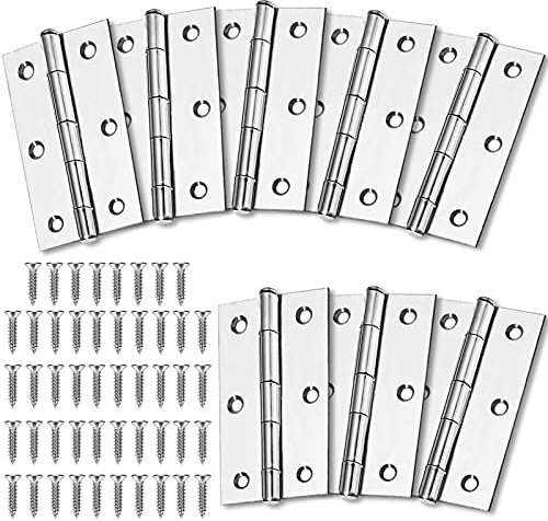 Xionghonglong 8 Stück Edelstahl Tür-Scharnier Scharniere, 75mm x 50mm, Industriell, Poliert, Gebürstet, Silber
