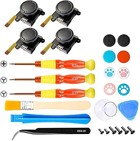Semaiki 4pcs Joysticks Analogiques 3D pour Nintendo Switch Joy-Con, Remplacement Gauche et Droite Analogique ContrôLeur Bascule Kit de RéParation