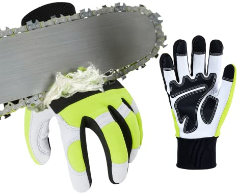 Vgo... 1paire de gants pour tronçonneuse,12 couches de protection pour tronçonneuse,sécurité des gants de travail en cuir de chèvre,gants de mécanicien(GA9767CS)