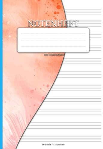 Notenheft mit Notenlinien: Din A4 Lineatur 14 Mit 12 Systeme Für Musiker, Schüler, Komponisten - Notenlinienheft Ist Ideal Zum Lernen Und Aufschreiben ... Keyboardern, Organisten Und Musikern