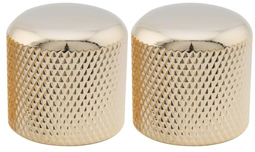 Musiclily Pro Metrisch Stahl Potiknopf Push-on Dome Knobs für Import E-Gitarre oder Bass, Gold (2 Stück)