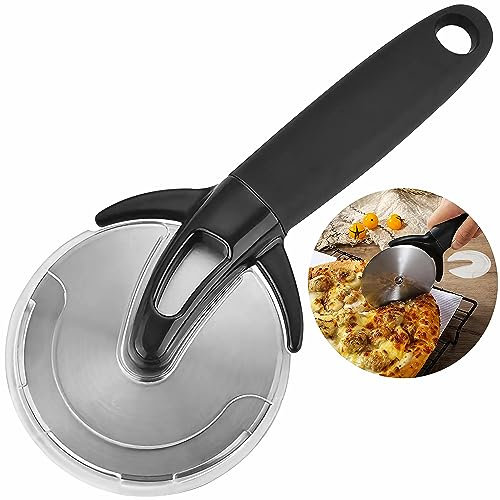 Pizzaschneider, Pizzaroller aus Edelstahl, Pizza Cutter Pizzarad Pizzamesser für Pizza, Kuchen, Waffeln und Teigkekse, Handlicher Sicherheits Pizzaschneiderad Mit rutschfestem Griff