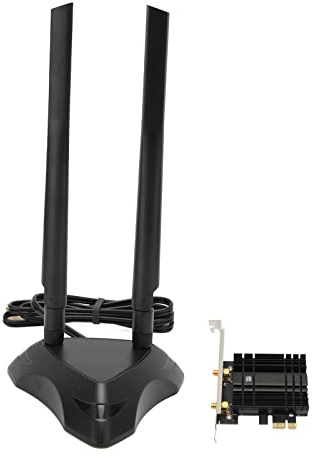 Carte WiFi, 5400 Mbps WiFi 6E 6Ghz/5Ghz/2.4Ghz PCIe Carte WiFi avec Bluetooth 5.2, Base Extensible d'Antennes 6 DBi Magnétique, Adaptateur sans Fil avec AX MU MIMO OFDMA, Supports Windows 10/11