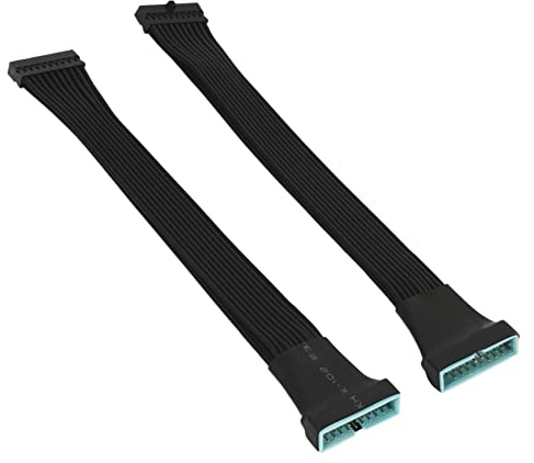 lilila-ree USB 3.0 Internal Header Extension Cable – 2-Pack 6-Inch Low Profile 19/20 Pin Male to Female Adapter, Right Angle Slim Connector for Motherboard Front Panel, Solves GPU Clearance Issues