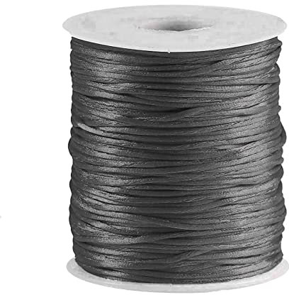 Satin-Schnur 80m x 1mm Flechtschnur Kumihimo Bastelschnur Geschenkschnur, Farbe:stahlgrau