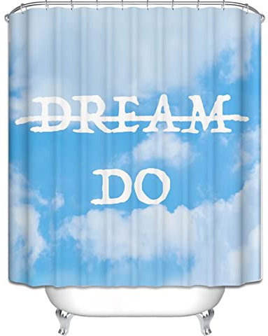 EHOMERY Duschvorhang Schwer Duschrollo Schnelltrocknend Wolke Duschvorhangringe Extra Groß Duschrollo Schnelltrocknend Polyester Blau Rostfreie Ösen Und 12 Hakenringe, 160X180Cm