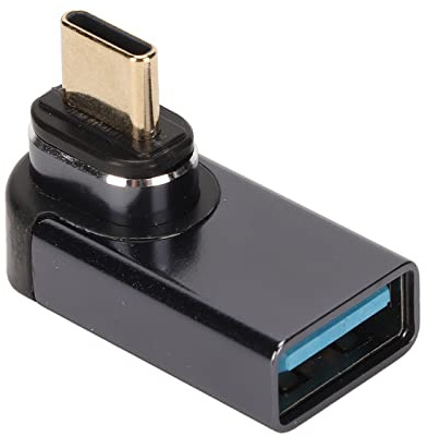 PUSOKEI Adaptateur USB C vers USB Magnétique à 90 Degrés, Adaptateur USB C Mâle vers USB Femelle à Angle Droit, Coude 24 Broches 1920 X 1080 60 Hz 10 Gbit/s, pour PC, Téléphone,