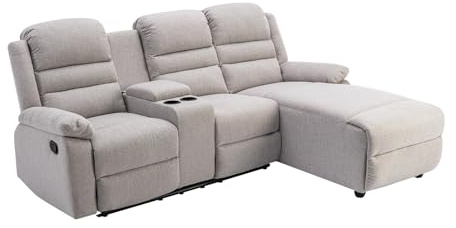 Vente-unique-Divano relax in Tessuto Beige - Angolo a destra - MACEDONIA