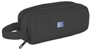 Oxford B-Smart Federmäppchen, 3 Fächer, elastisches Gummi, recyceltes RPET-Material, Schwarz