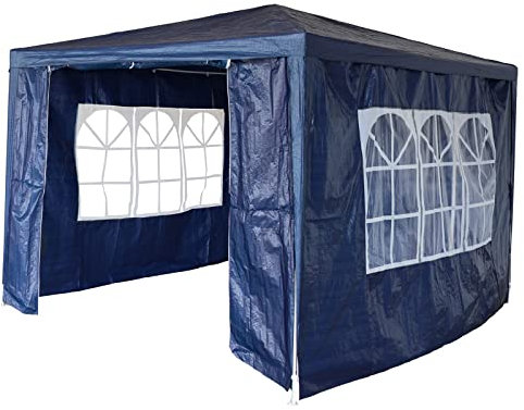 BIRCHTREE 3x3m Garden Steel Tube PE Gazebo With 4 Pieces Sidewalls Zippers 2 Windows Canopy Patio New Party Camping Wedding Tent Shade Waterproof Outdoor Marquee Awning Blue
