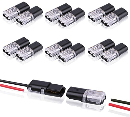 12 Stück 2-Polig Kabel Steckverbinder Stecker, Auto Stecker Steckverbindung Steckverbinder Verbindungsklemme, 18-24AWG Draht-Schnellspleiß-Steckverbinder, für Auto KFZ LKW Kayak Boote