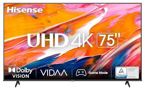 Hisense 75 UHD 4K 75A6K, Smart TV VIDAA U6, Dolby Vision, HDR 10+, Alexa, Tuner DVB-T2/S2 HEVC 10, Nero