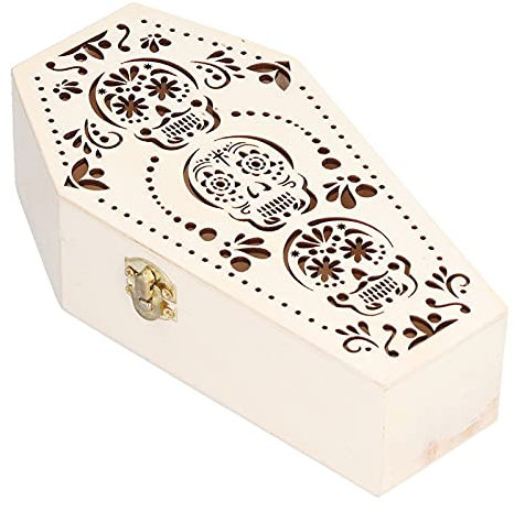 Wnvivi Cercueils Funéraires en Bois de 2 Pièces, Boîte de Cercueil en Bois Inachevée de Bricolage, Ornement de Boîte de Cercueil d'halloween, Boîte à Bijoux en Forme de Cercueil(A1)