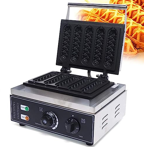JHLP Máquina para hacer gofres de perro caliente francés, máquina antiadherente para perros de maíz, 1550 W, control de temperatura, temporizador, plancha de prensa de queso HotDog, ideal para cocinar